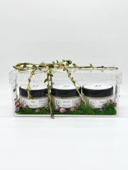 Gift Basket with Acrylic Box with 3 Sugar Scrubs